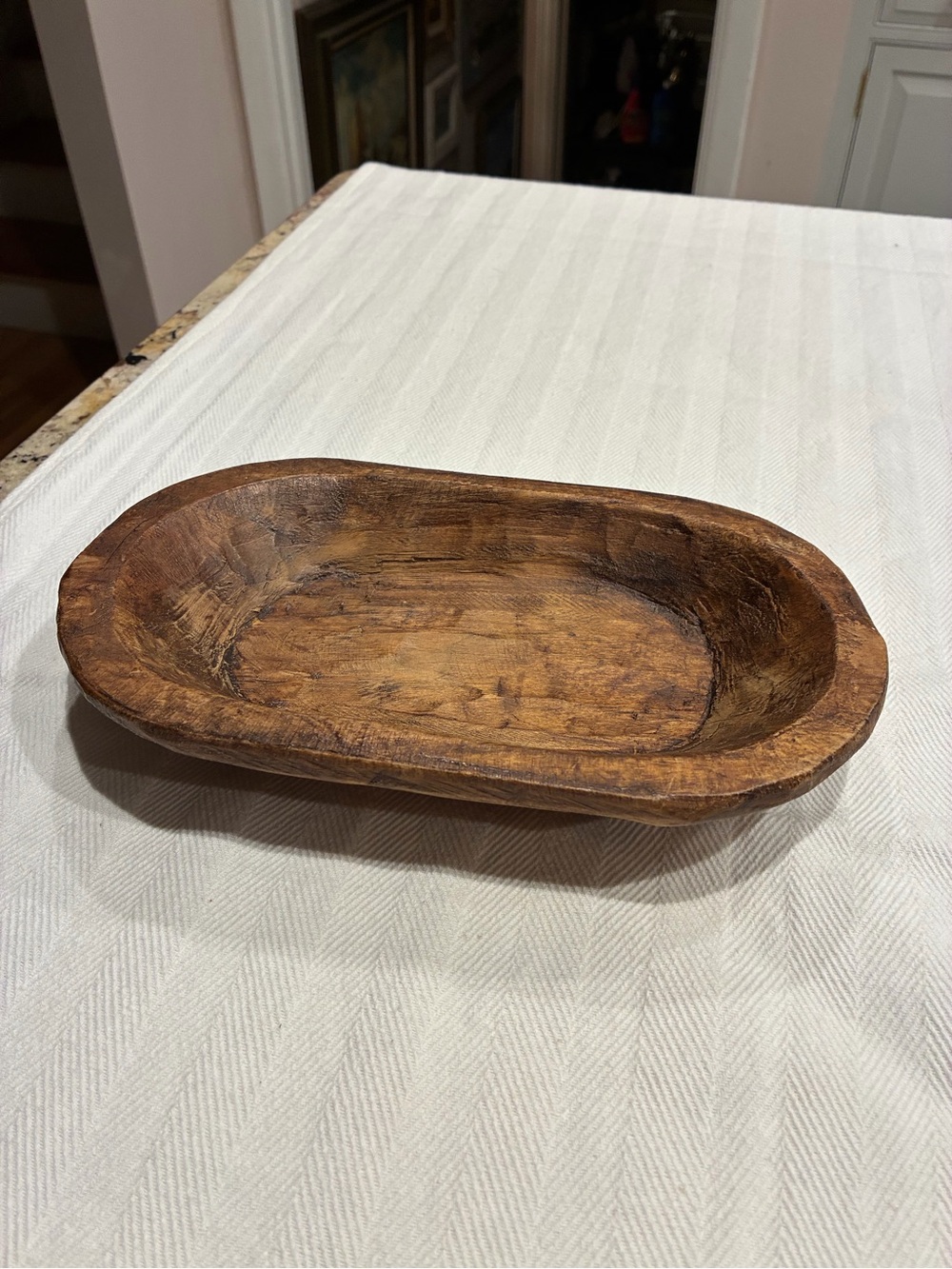 Carved wooden dough bowl